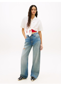 Tommy Jeans dámska košeľa na viazanie biela