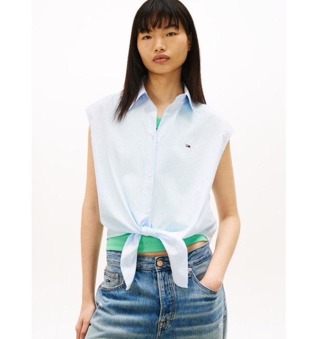 Tommy Jeans dámska košeľa bez rukávov modrá Tommy Jeans dámska košeľa bez rukávov modrá