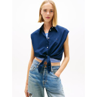Tommy Jeans dámska košeľa bez rukávov tm modrá Tommy Jeans dámska košeľa bez rukávov tm modrá