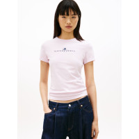 Tommy Jeans tričko slim s logom ružové Tommy Jeans tričko slim s logom ružové