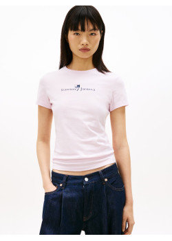 Tommy Jeans tričko slim s logom ružové