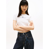 Tommy Jeans tričko slim s logom biele