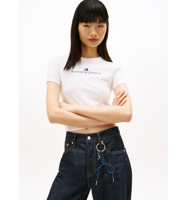 Tommy Jeans tričko slim s logom biele