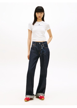 Tommy Jeans tričko slim s logom biele