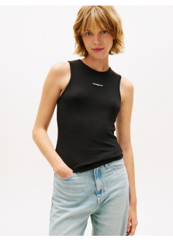 Tommy Jeans top bez rukávov s logom čierny