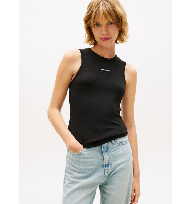 Tommy Jeans top bez rukávov s logom čierny Tommy Jeans top bez rukávov s logom čierny