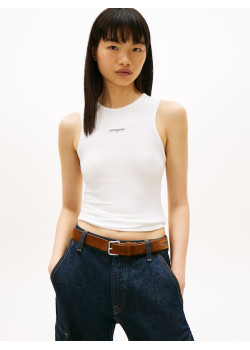 Tommy Jeans top bez rukávov s logom biely