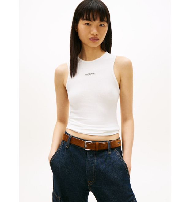 Tommy Jeans top bez rukávov s logom biely Tommy Jeans top bez rukávov s logom biely