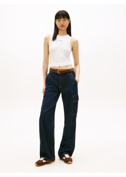 Tommy Jeans top bez rukávov s logom biely