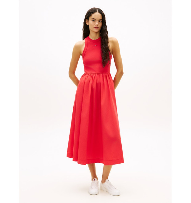 Tommy Jeans midi šaty bez rukávov červené Tommy Jeans midi šaty bez rukávov červené