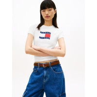 Tommy Jeans tričko Wavy s vlajkou biele Tommy Jeans tričko Wavy s vlajkou biele