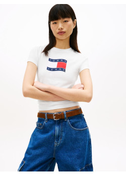 Tommy Jeans tričko Wavy s vlajkou biele