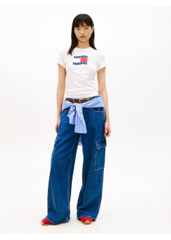 Tommy Jeans tričko Wavy s vlajkou biele