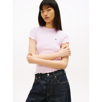 Tommy Jeans tričko rebrované ružové Tommy Jeans tričko rebrované ružové