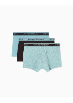 Emporio Armani pánske boxerky s logo pásom 3Pack tyrkysové