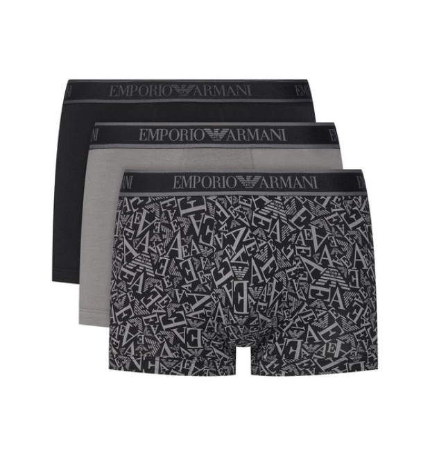 Emporio Armani pánske boxerky s logo pásom 3Pack sivé Emporio Armani pánske boxerky s logo pásom 3Pack sivé