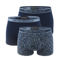 Emporio Armani pánske boxerky s logo pásom 3Pack modré Emporio Armani pánske boxerky s logo pásom 3Pack modré