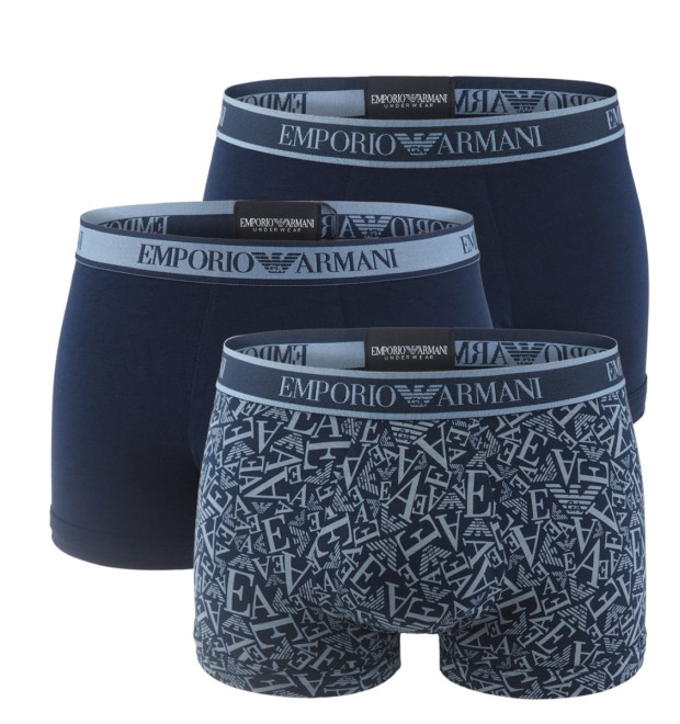 Emporio Armani pánske boxerky s logo pásom 3Pack modré Emporio Armani pánske boxerky s logo pásom 3Pack modré
