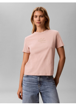Calvin Klein tričko s metalickou potlačou oranžové