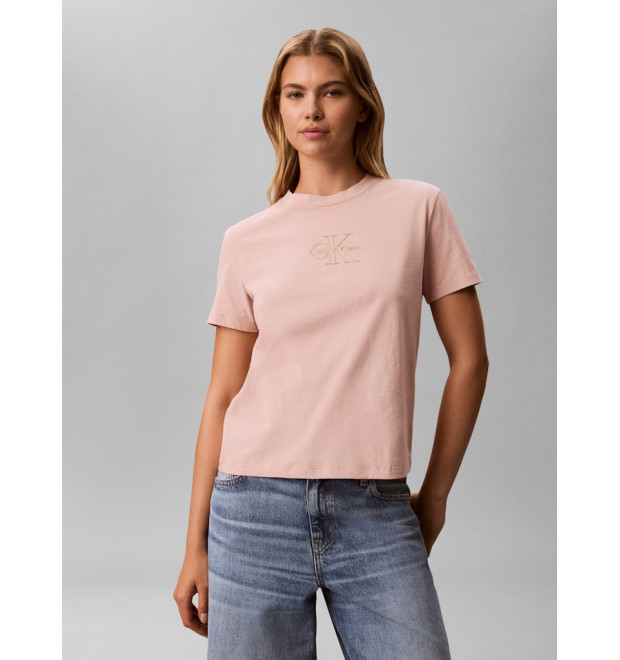 Calvin Klein tričko s metalickou potlačou oranžové Calvin Klein tričko s metalickou potlačou oranžové