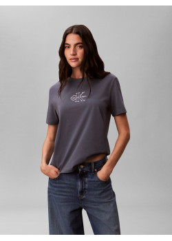 Calvin Klein tričko s metalickou potlačou sivé