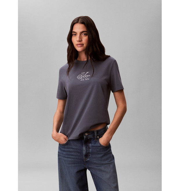 Calvin Klein tričko s metalickou potlačou sivé Calvin Klein tričko s metalickou potlačou sivé