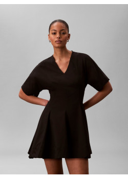 Calvin Klein šaty Poplin Mini čierne
