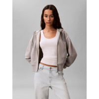 Calvin Klein cropped mikina na zips sivá Calvin Klein cropped mikina na zips sivá