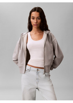 Calvin Klein cropped mikina na zips sivá