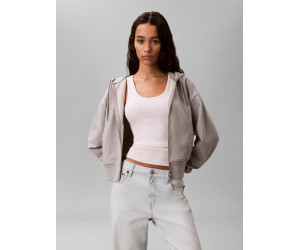 Calvin Klein cropped mikina na zips sivá