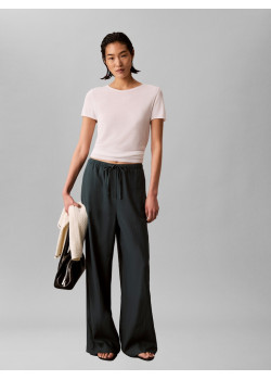 Calvin Klein Jeans široké ľanové nohavice modré