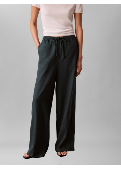 Calvin Klein Jeans široké ľanové nohavice modré