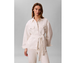 Calvin Klein džínsová bunda s opaskom biela