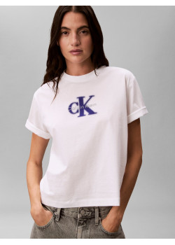 Calvin Klein tričko Graphic Logo rozostrené biele