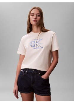 Calvin Klein tričko lettering logo béžové