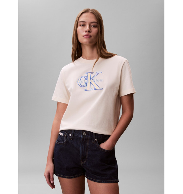 Calvin Klein tričko lettering logo béžové Calvin Klein tričko lettering logo béžové