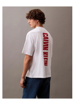 Calvin Klein Jeans pánske tričko s veľkým logom na chrbáte biele