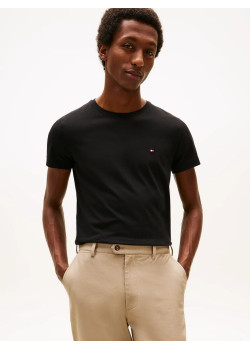 Tommy Hilfiger pánske tričko z elastickej bavlny čierne