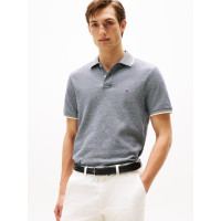 Tommy Hilfiger Piqué polokošeľa s ľanom sivá Tommy Hilfiger Piqué polokošeľa s ľanom sivá