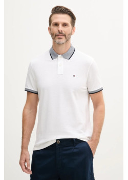 Tommy Hilfiger Piqué polokošeľa s ľanom biela