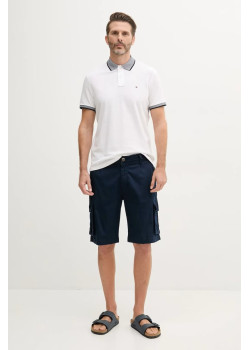 Tommy Hilfiger Piqué polokošeľa s ľanom biela