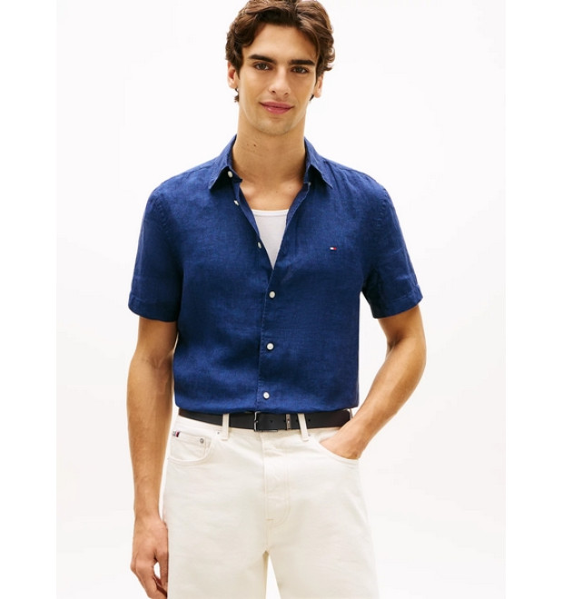Tommy Hilfiger košeľa s krátkym rukávom tmavomodrá