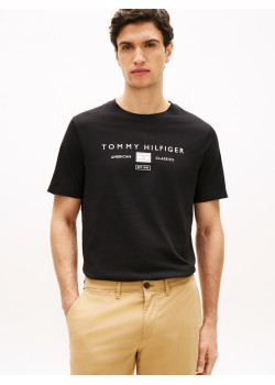 Tommy Hilfiger pánske tričko Reg s logom čierne