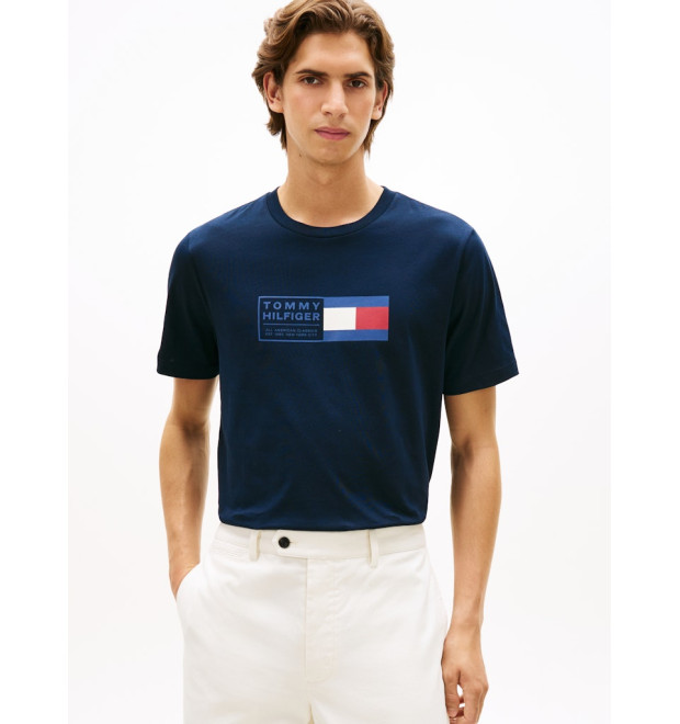 Tommy Hilfiger pánske tričko s NYC logom modré Tommy Hilfiger pánske tričko s NYC logom modré