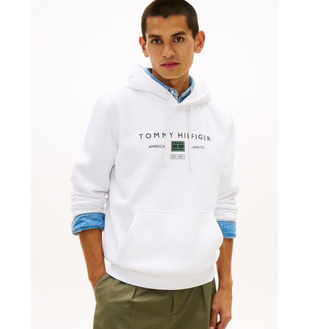 Tommy Hilfiger mikina s kapucňou Logo Terry biela Tommy Hilfiger mikina s kapucňou Logo Terry biela