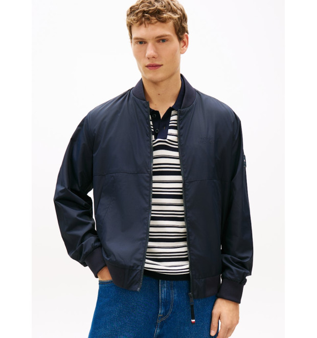 Tommy Hilfiger bomber bunda s logom tmavomodrá Tommy Hilfiger bomber bunda s logom tmavomodrá