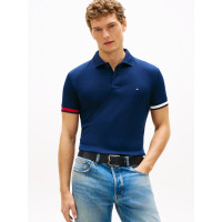 Tommy Hilfiger polokošeľa s logo rukávmi modrá Tommy Hilfiger polokošeľa s logo rukávmi modrá