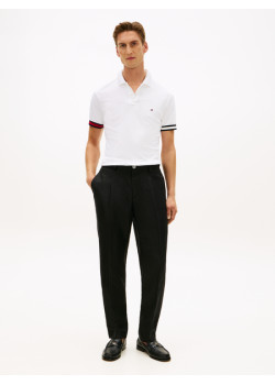 Tommy Hilfiger polokošeľa s logo rukávmi biela