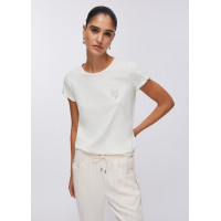 Liu Jo dámske tričko s ozdobnou nášivkou biele Liu Jo dámske tričko s ozdobnou nášivkou biele
