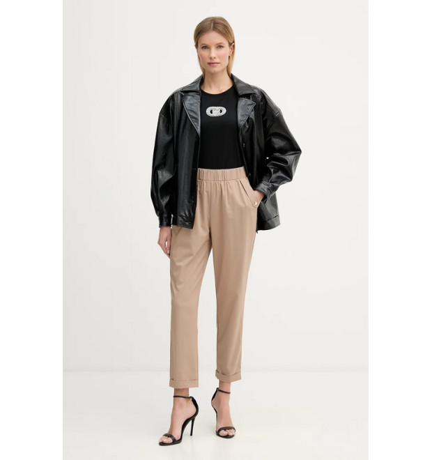 Liu Jo Slim-Fit nohavice s lemom béžové